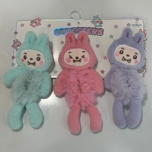 NWT Soft Cute pastel plushies hair ties 3 different colors